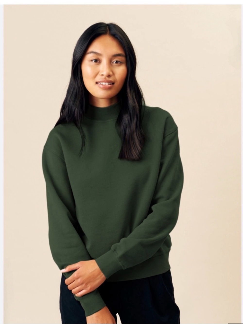 KOTN Green-Black Essential Mockneck Sweatshirt, M